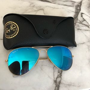 ray ban polarized blue mirror aviator sunglasses